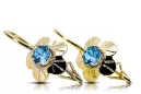 Earrings Aquamarine 14K Yellow gold Vintage style vec028y